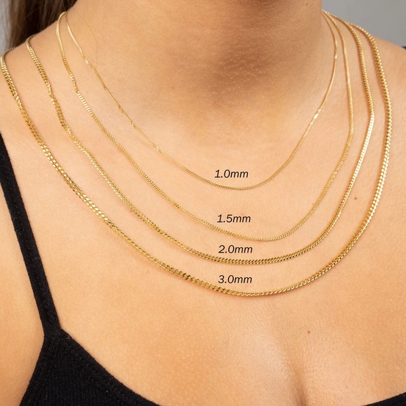 Solid 9K Gold Curb Chain 16” - Picture 6 of 7